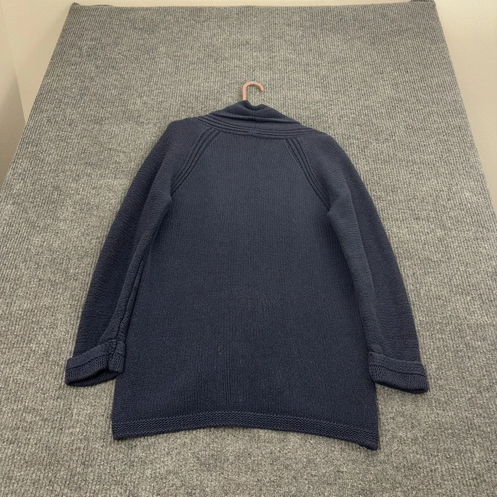 J.Crew Cardigan Womens M‎ Navy Blue Cotton Merino Wool Open Front Shawl Classic